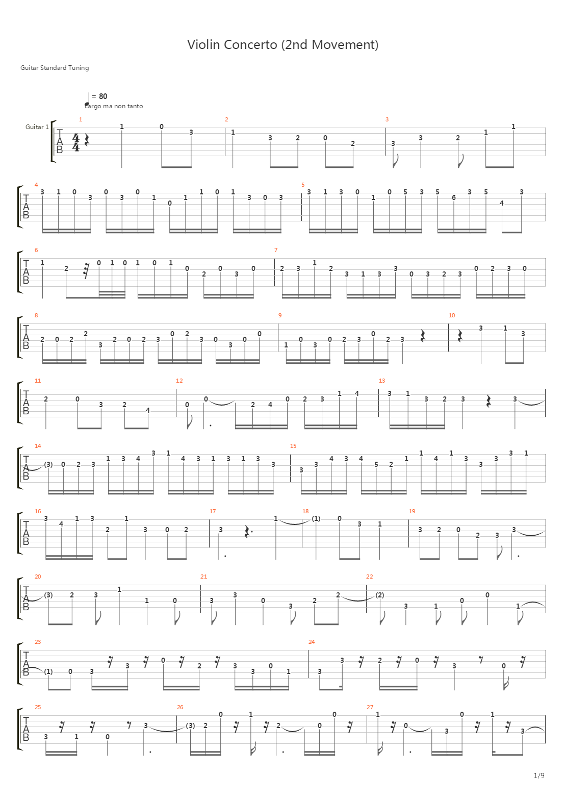Violin Concerto吉他谱
