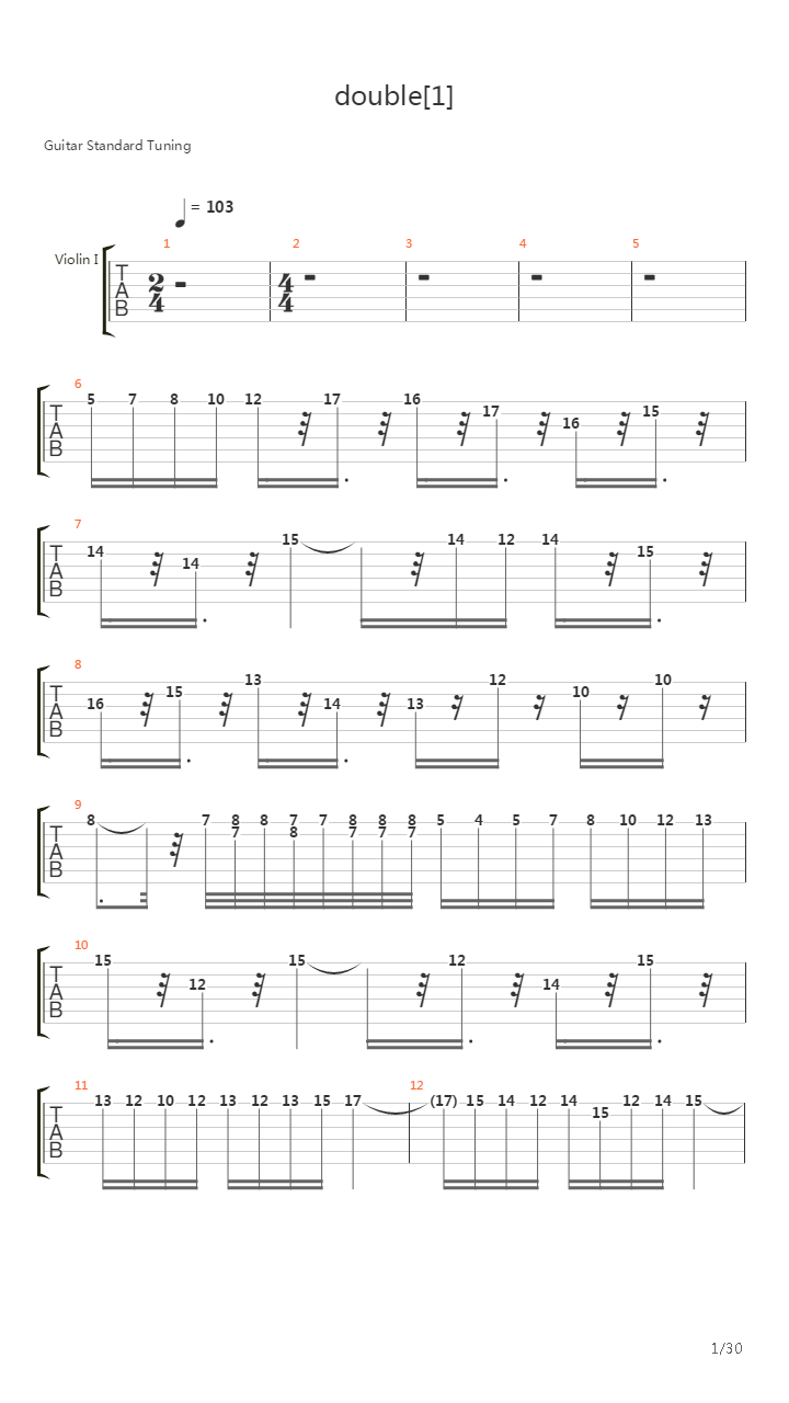 Violin concerto吉他谱