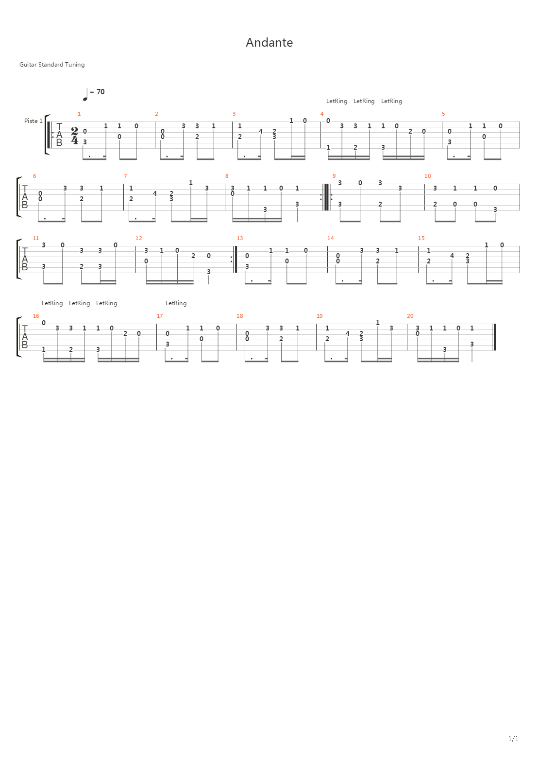 Andante吉他谱