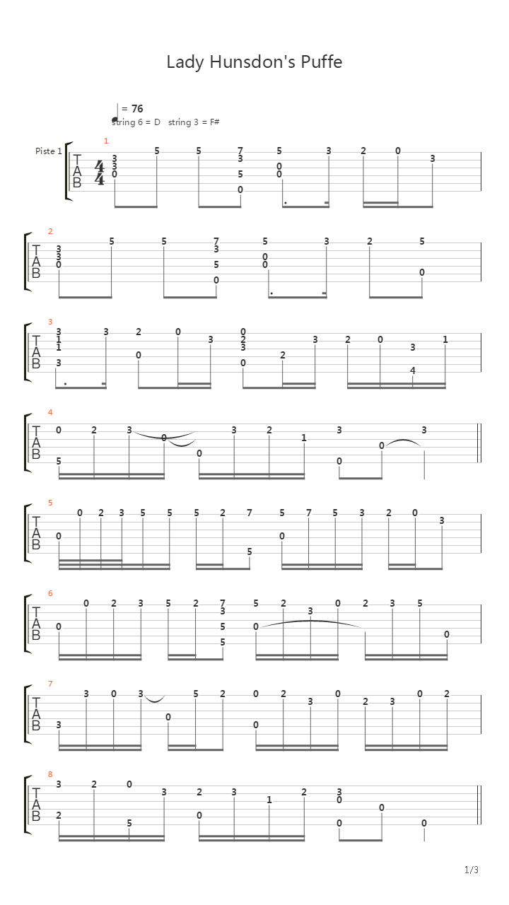Lady Hunsdons Puffe吉他谱