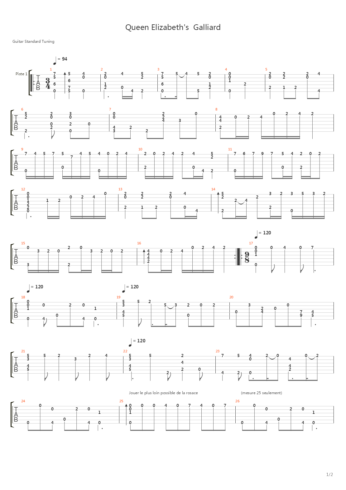 Queen Elizabeths Galliard吉他谱