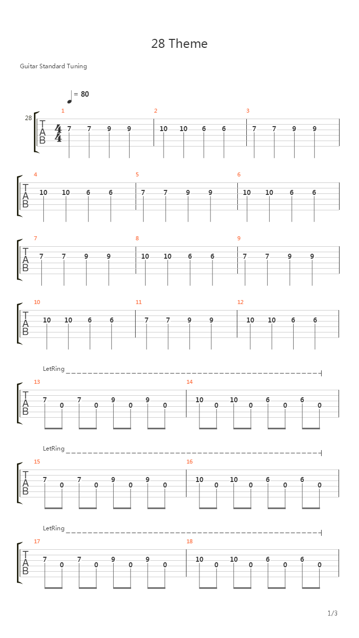 28 theme吉他谱