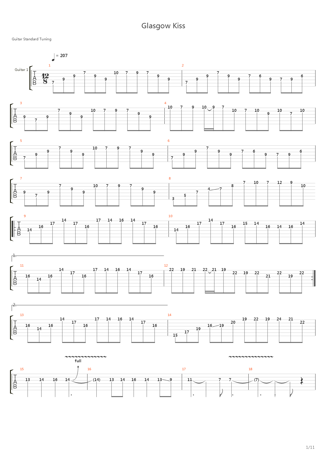 Glasgow Kiss吉他谱