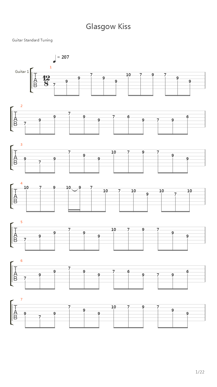 Glasgow Kiss吉他谱