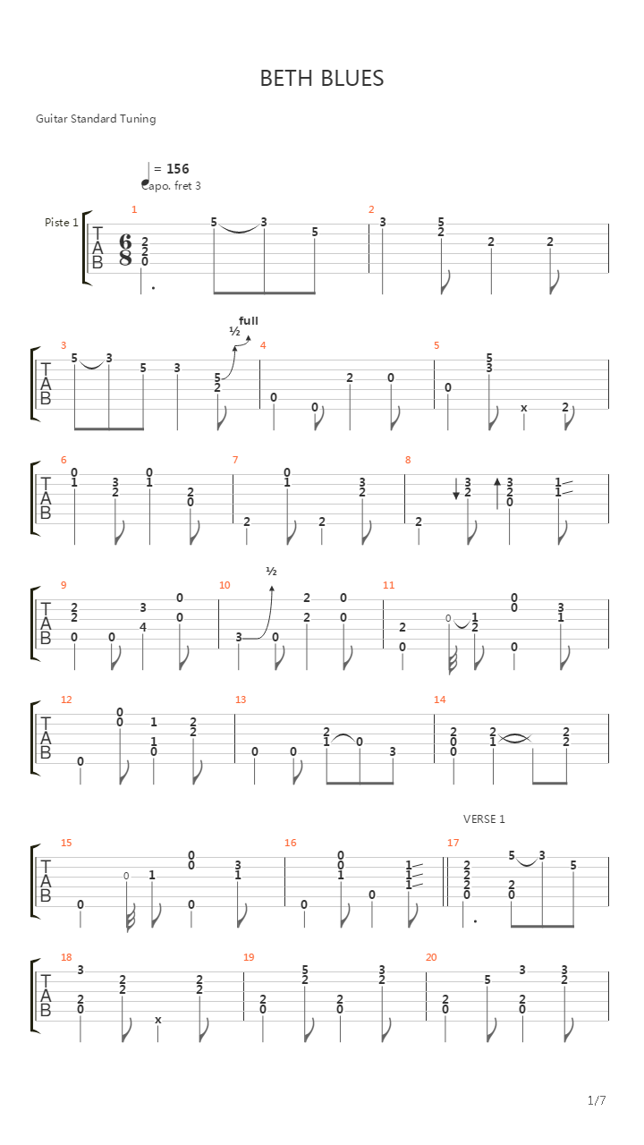 Beths Blues吉他谱