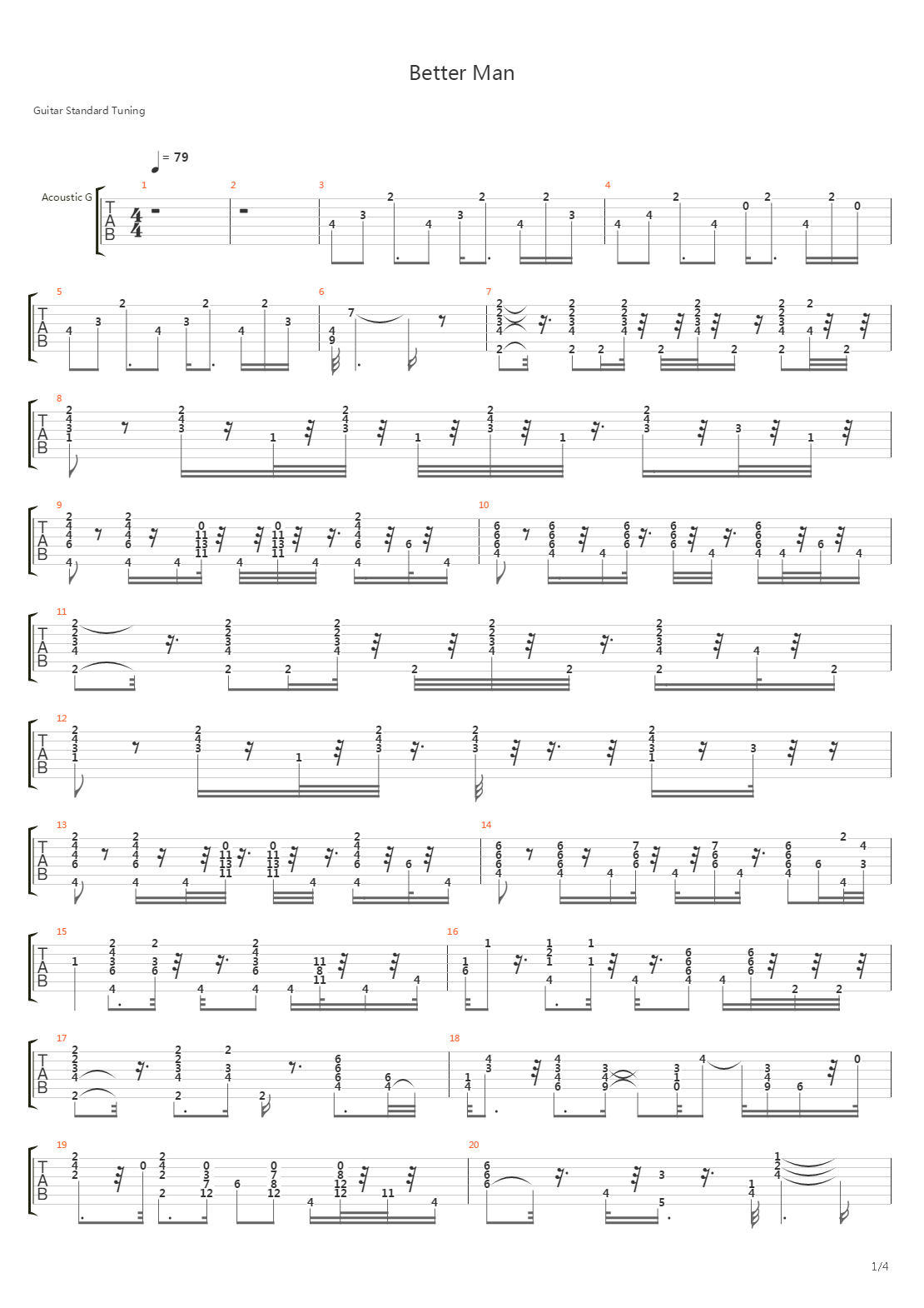 Better Man吉他谱