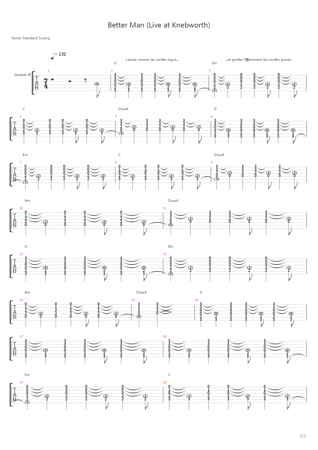 Better Man吉他谱