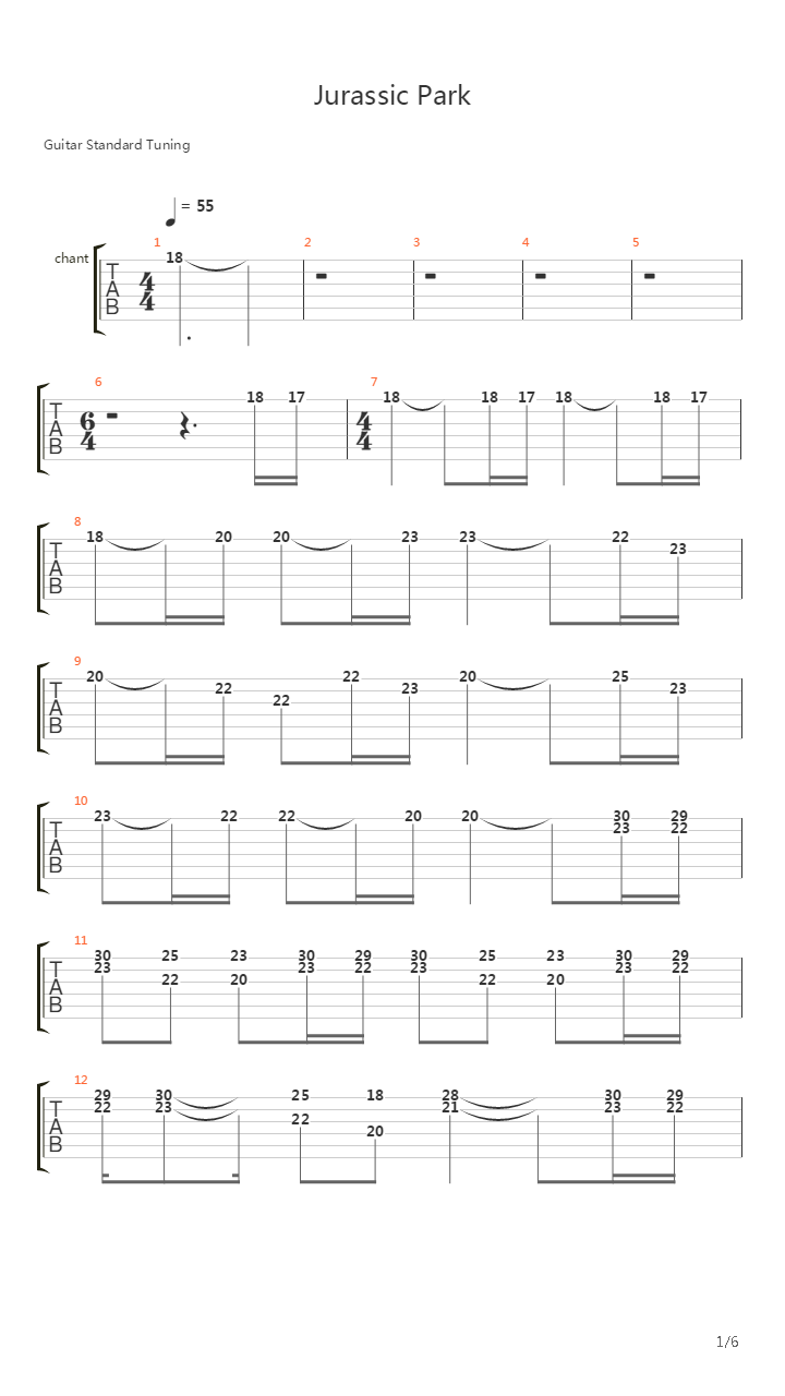 Jurassic Parc吉他谱