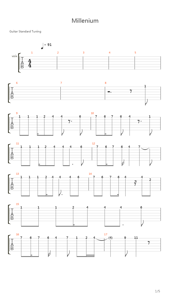 Millenium吉他谱