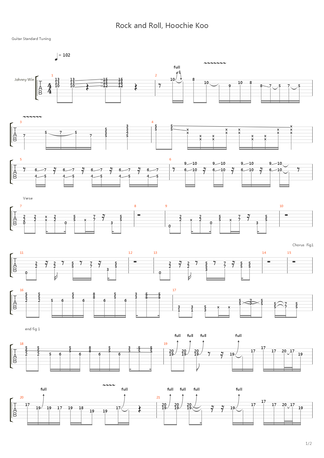 Rock and Roll Hoochie Koo (Intro)吉他谱