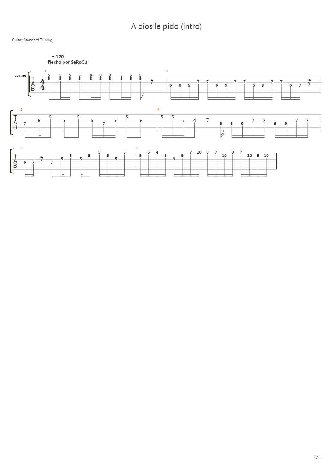 A Dios le Pido (intro)吉他谱