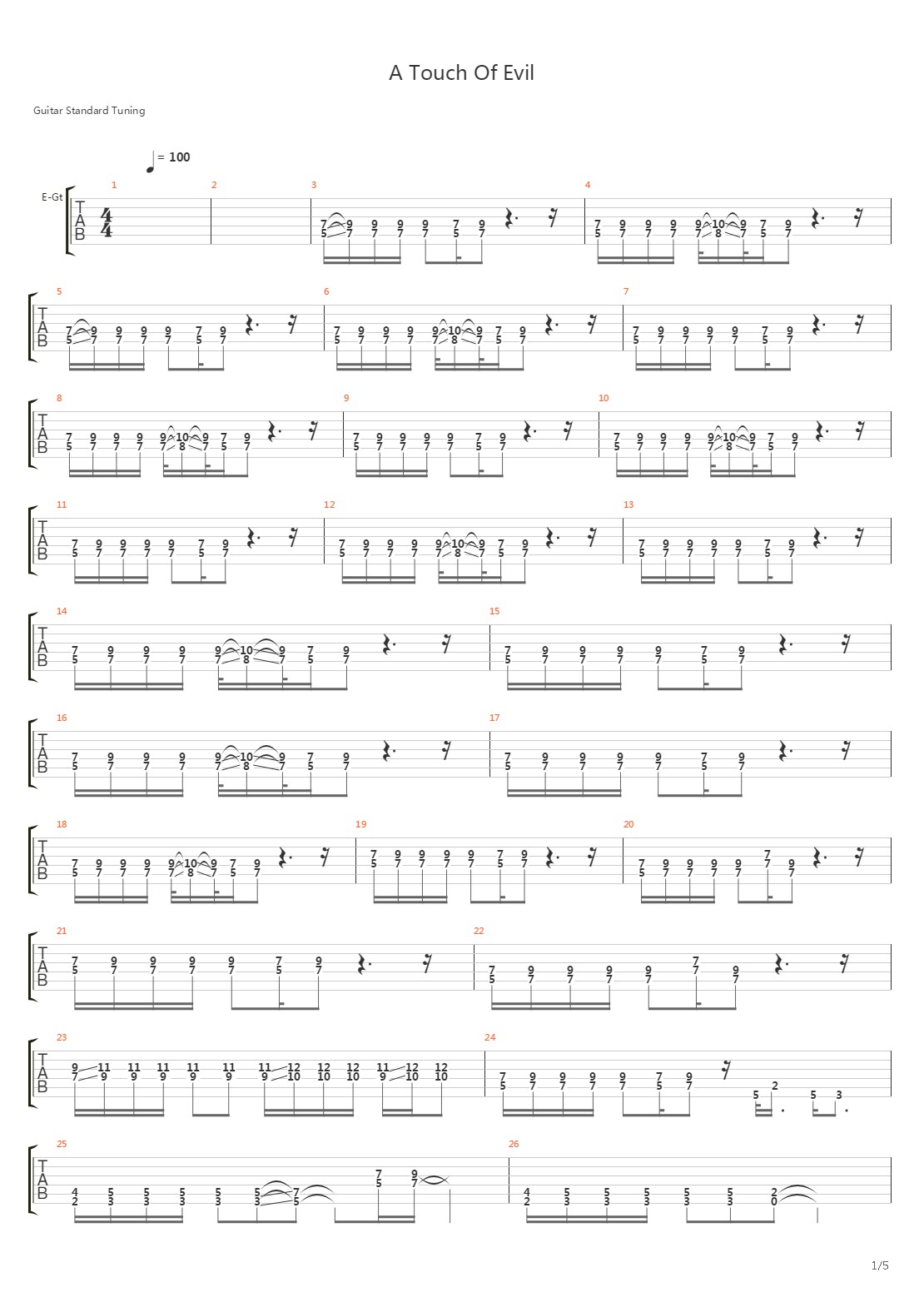 A Touch Of Evil吉他谱