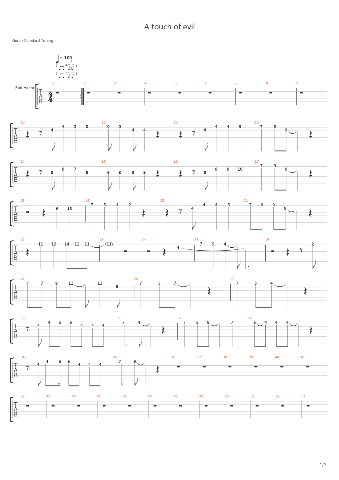 A touch of Evil吉他谱