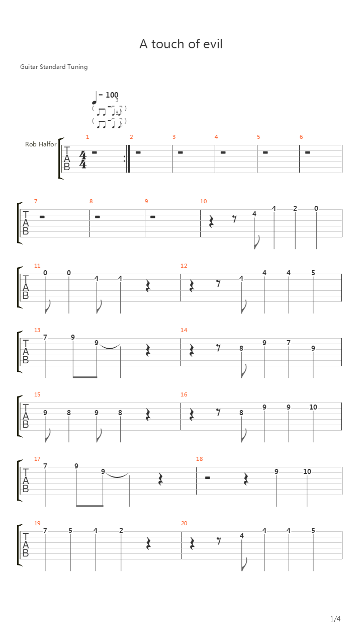 A touch of Evil吉他谱