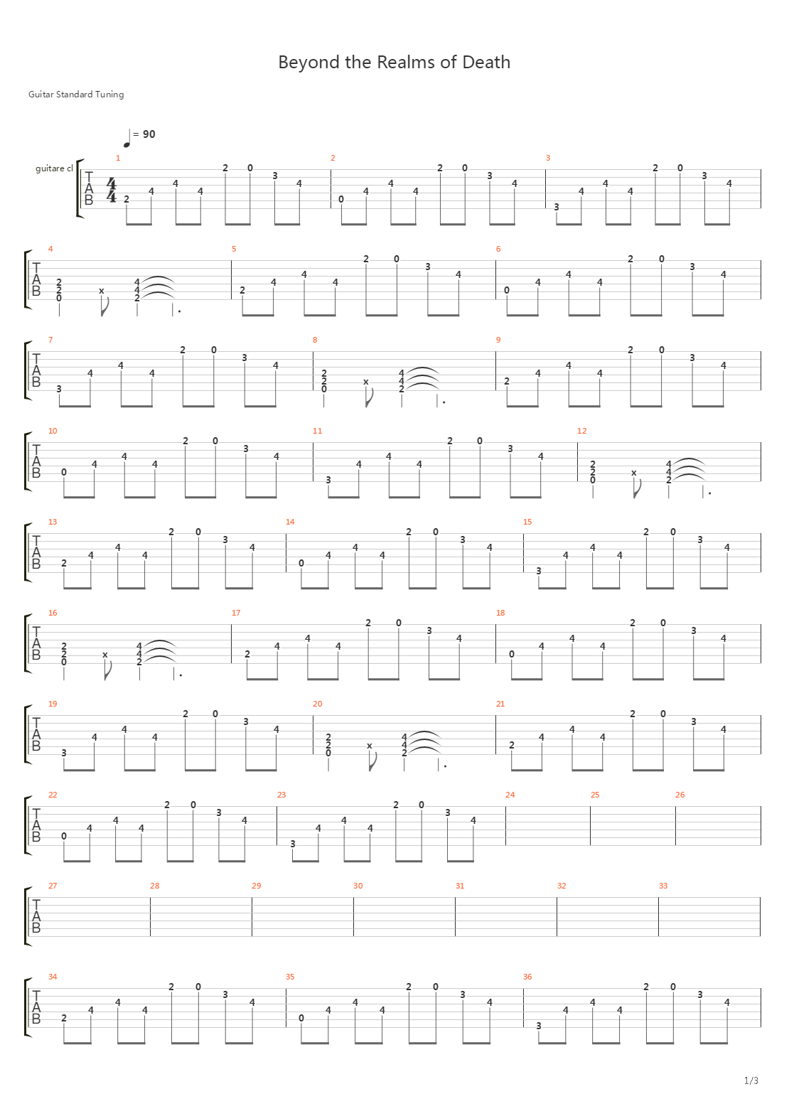 Beyond the Realms of Death吉他谱