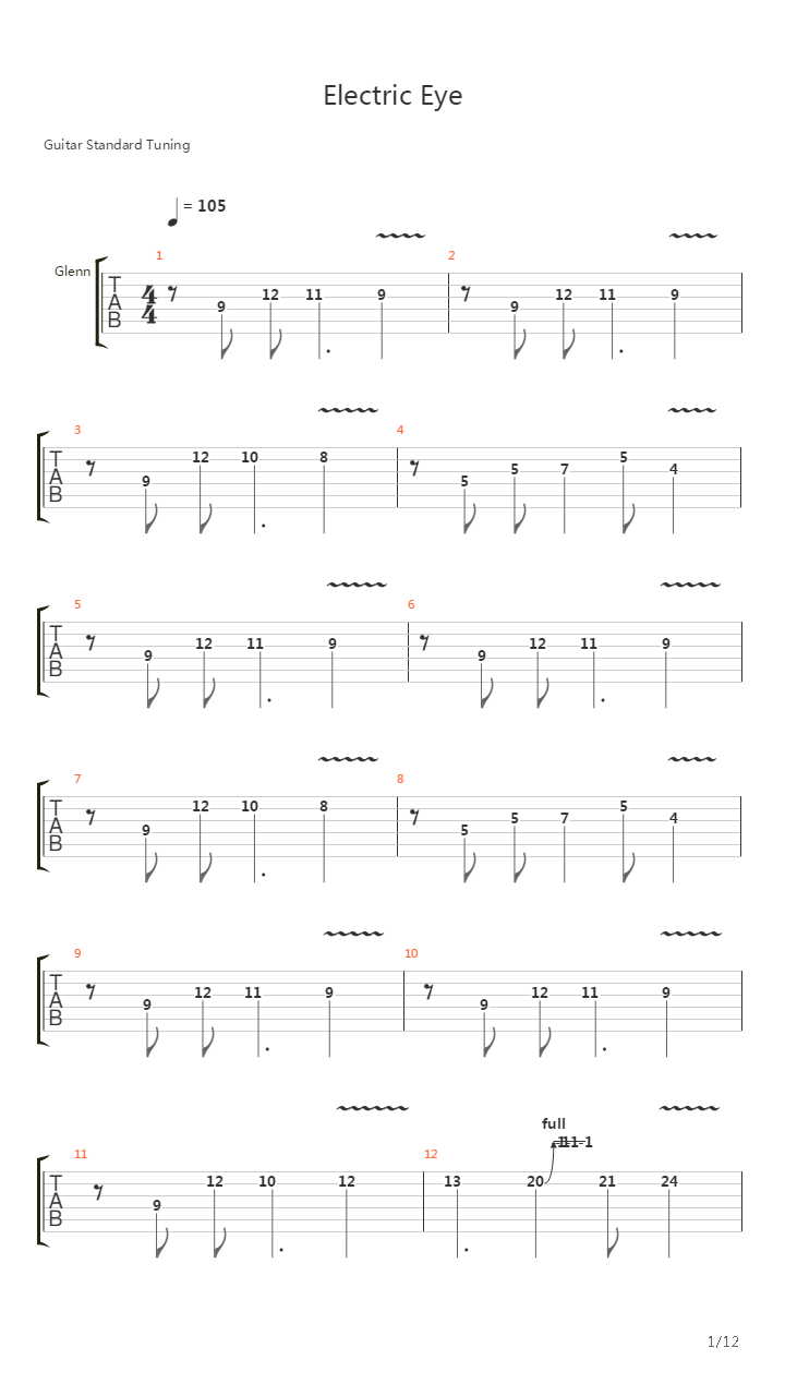 Electric Eye吉他谱
