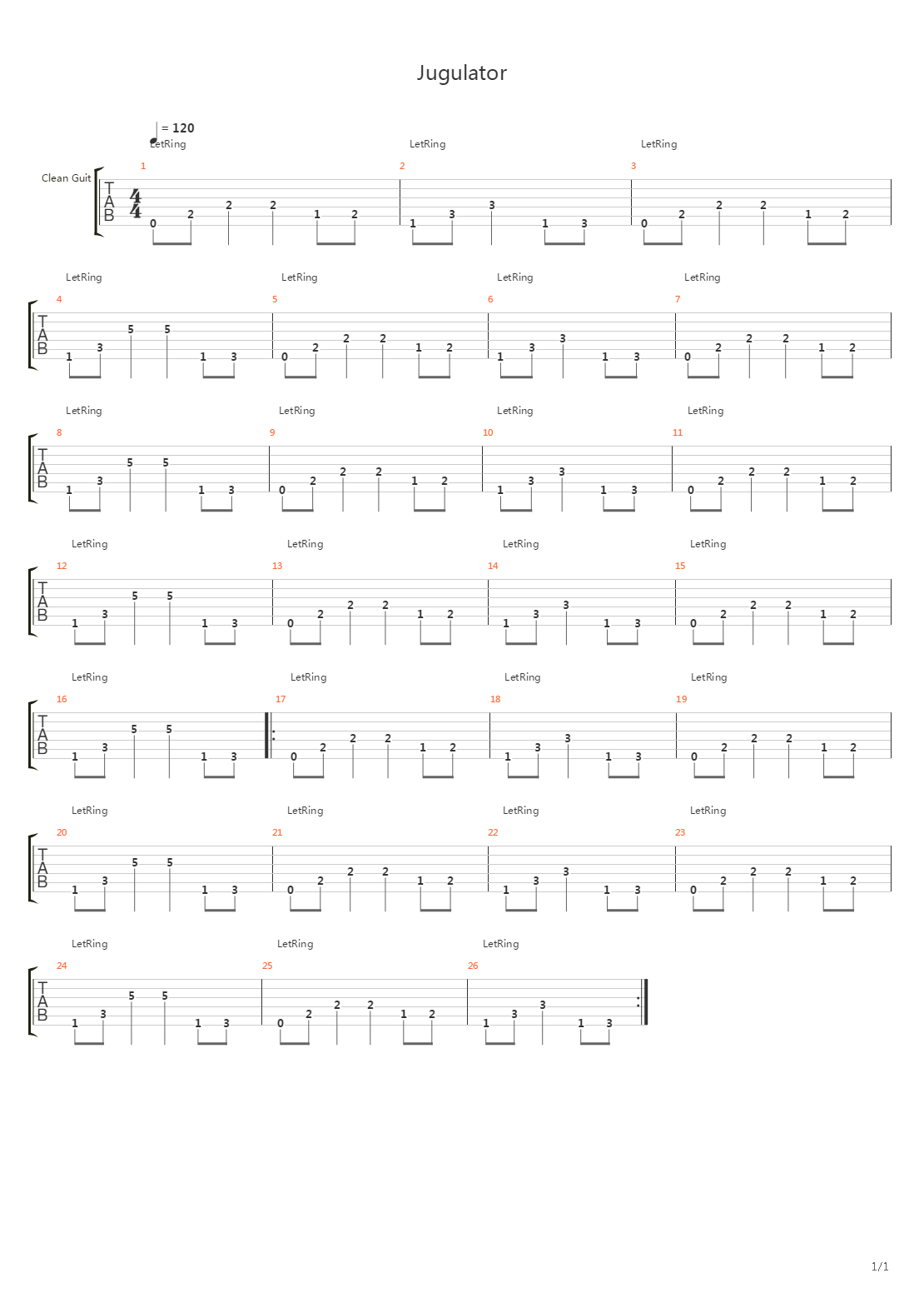 Jugulator (Intro)吉他谱