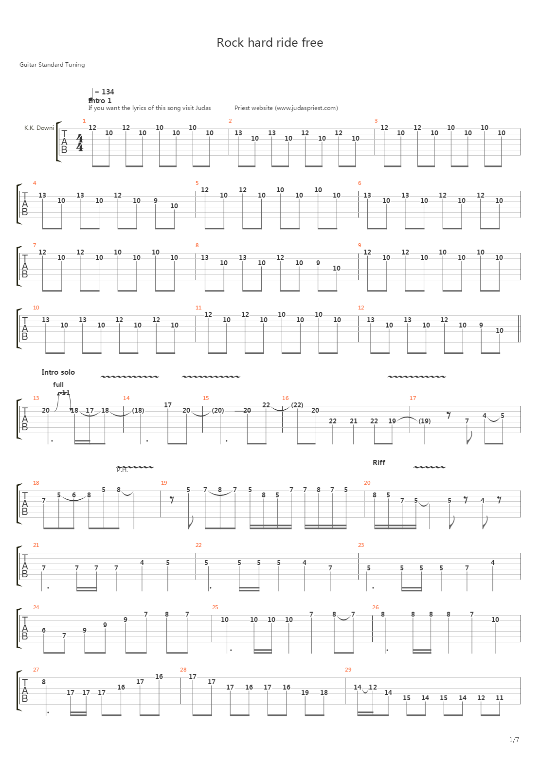 Rock Hard Ride Free吉他谱
