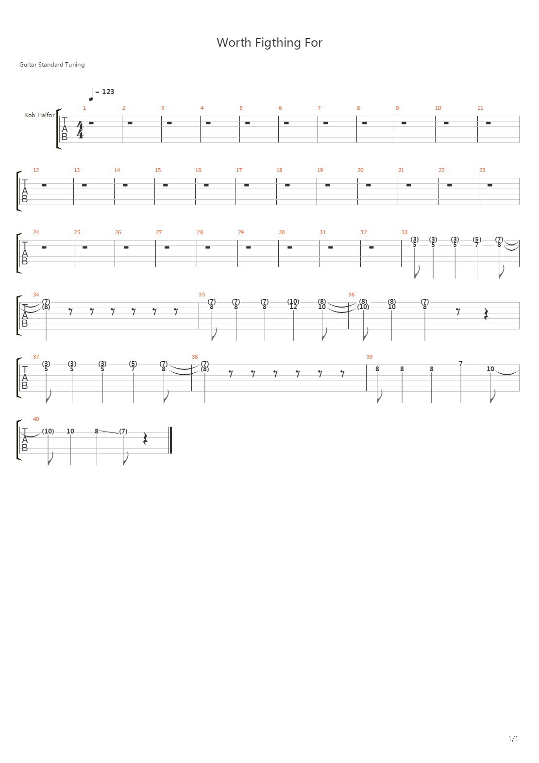 Worth Fighting For吉他谱