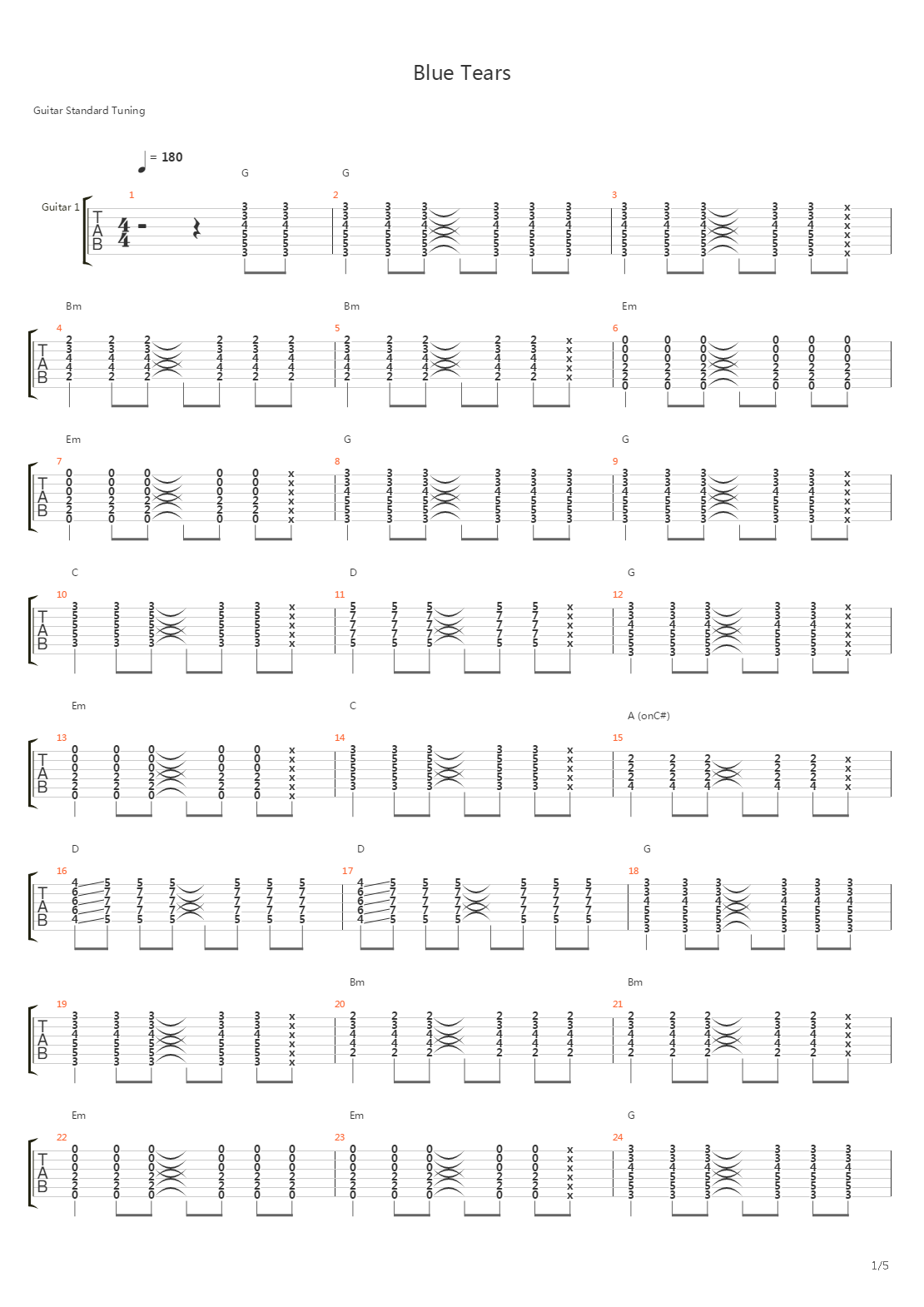 Blue Tears吉他谱