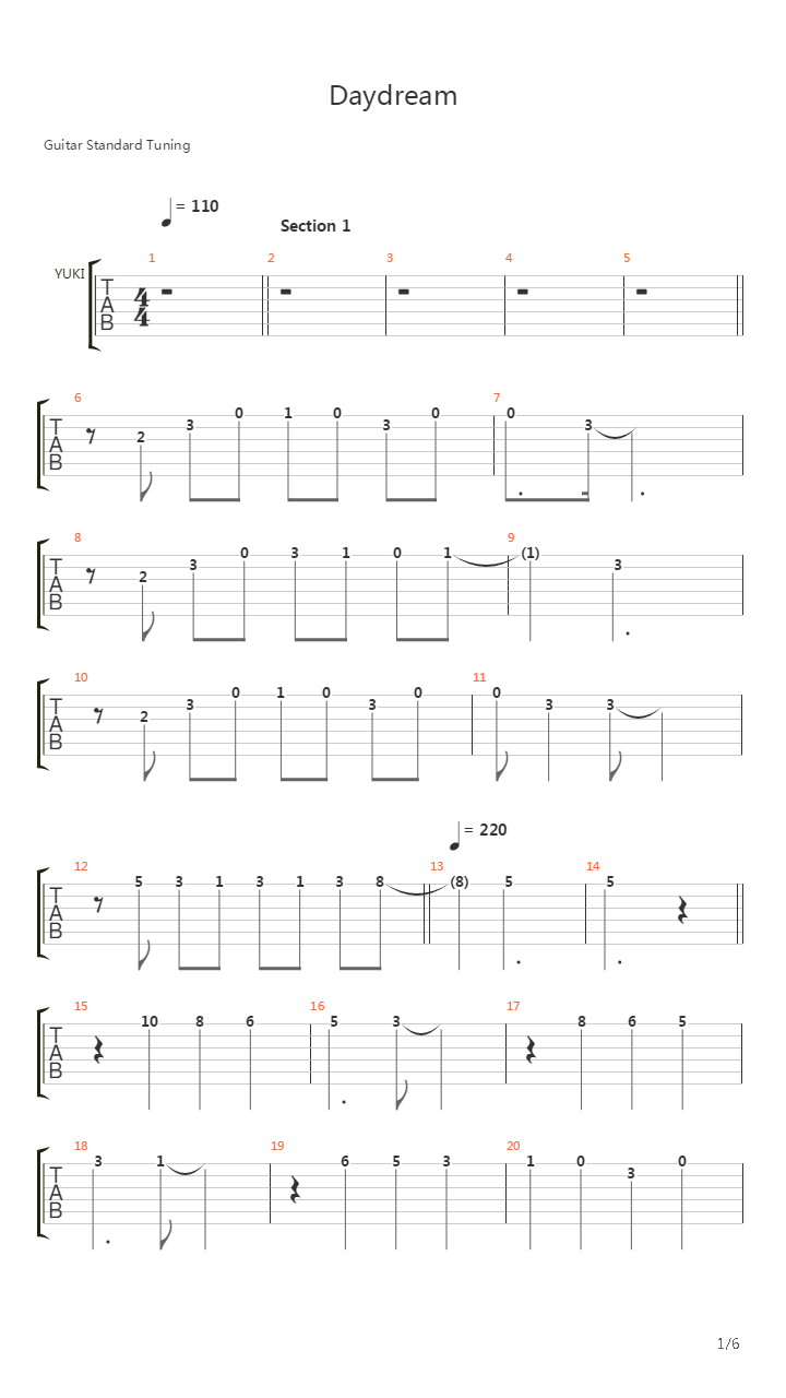 Daydream吉他谱