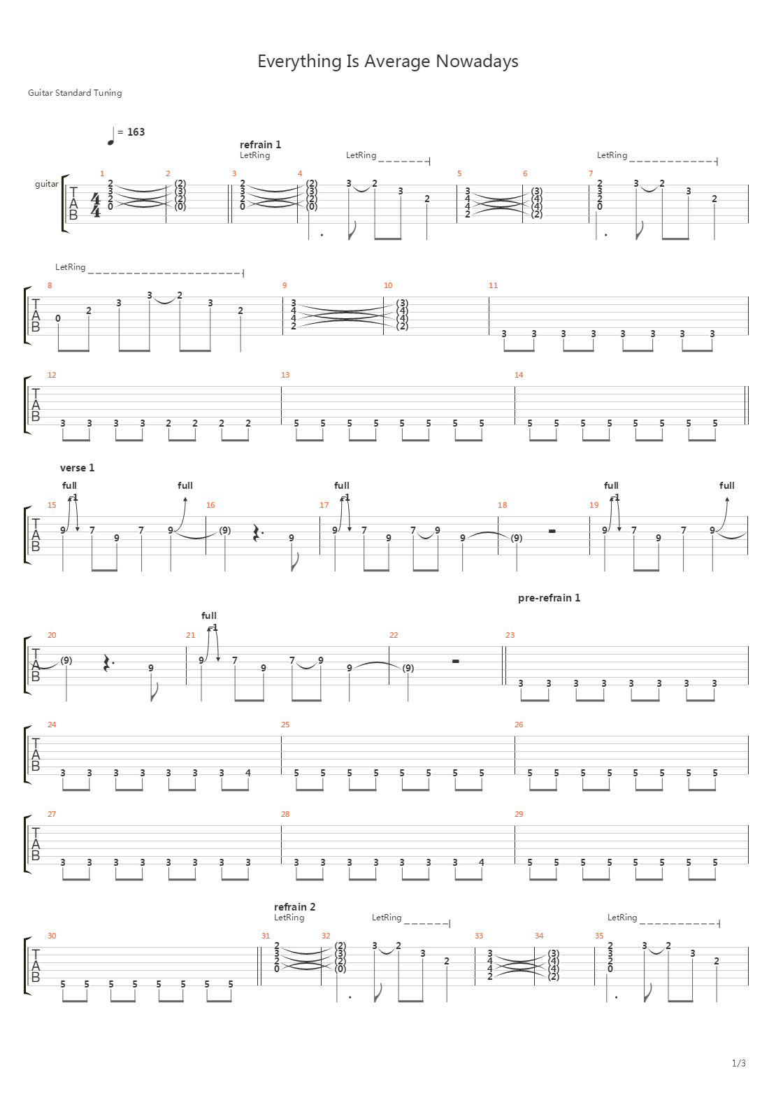 Everything Is Average Nowadays吉他谱