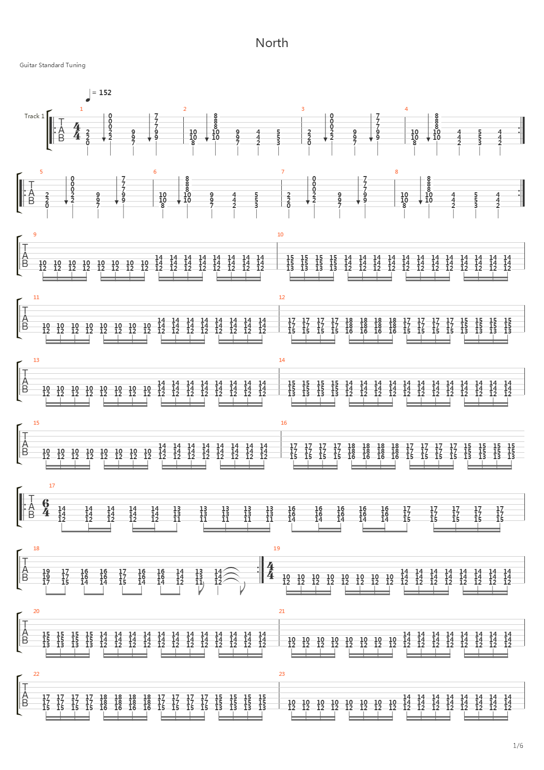 North吉他谱