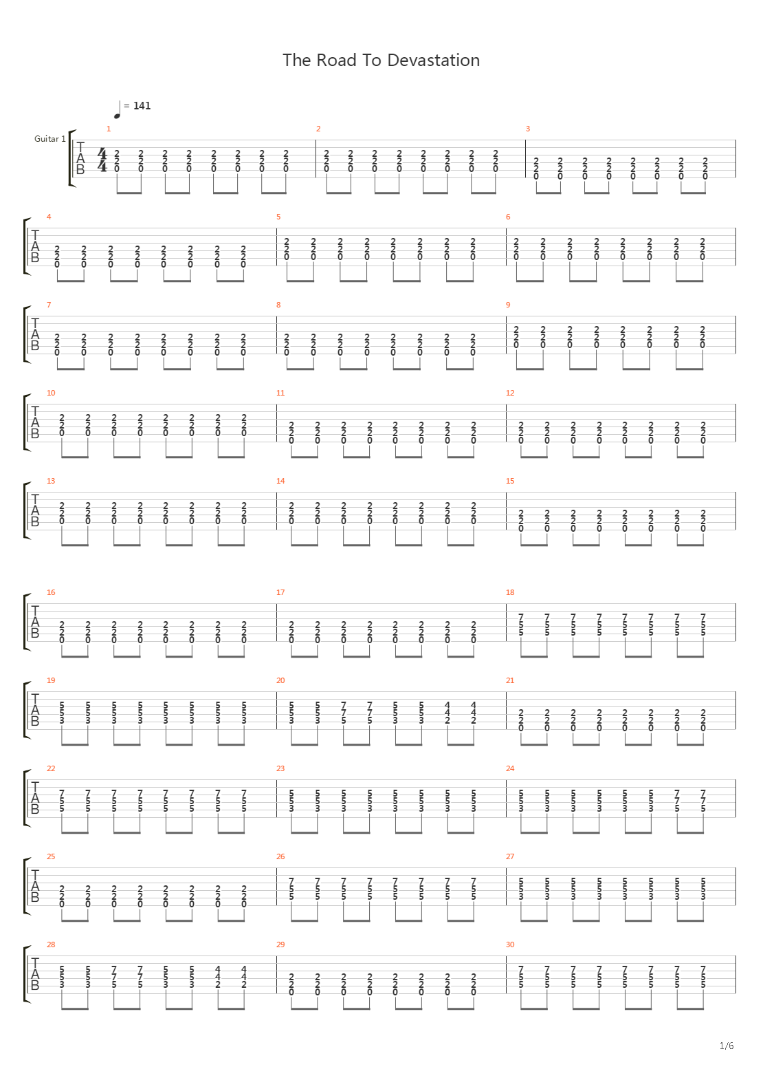 The Road To Devastation吉他谱