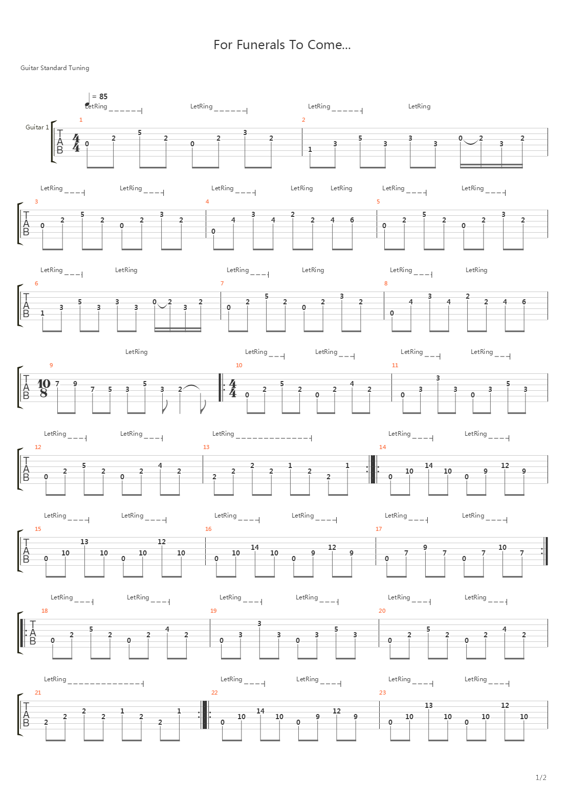 For Funerals To Come吉他谱