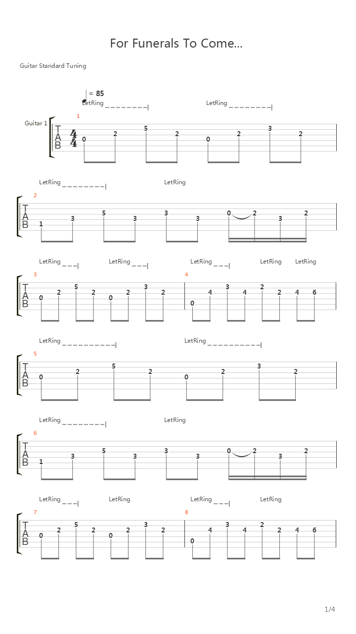 For Funerals To Come吉他谱