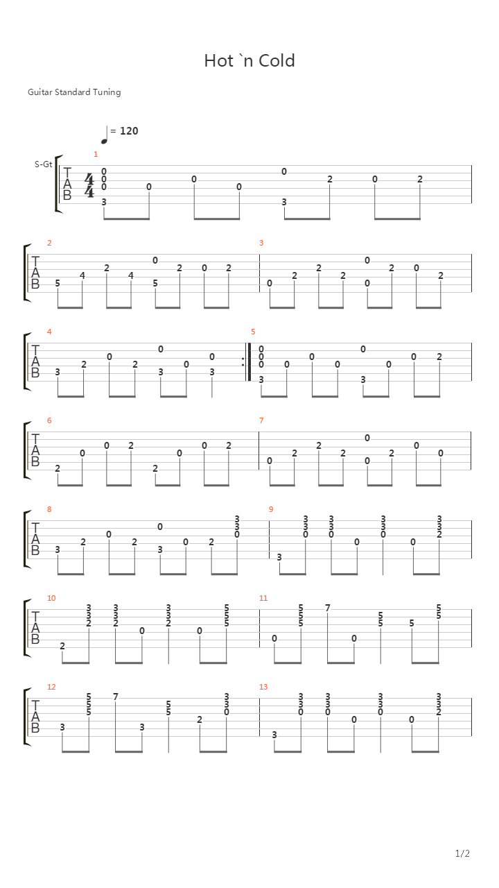 Hot N Cold (Acoustic)吉他谱