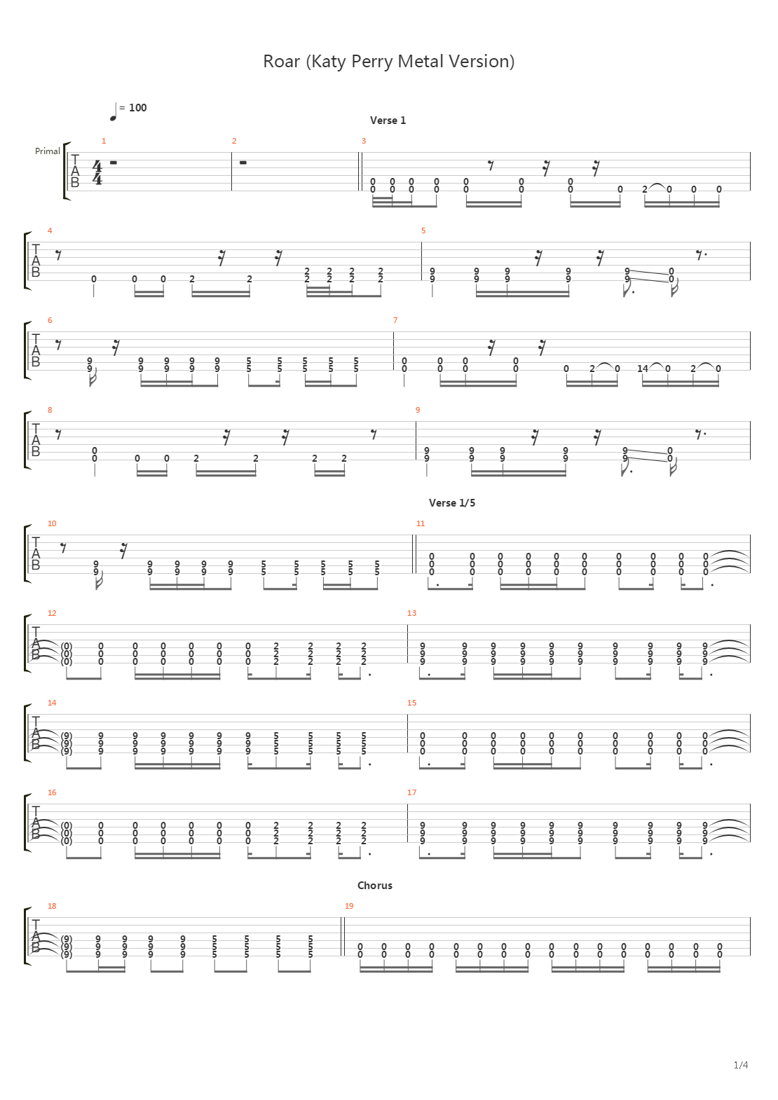 Roar (Metal Version)吉他谱