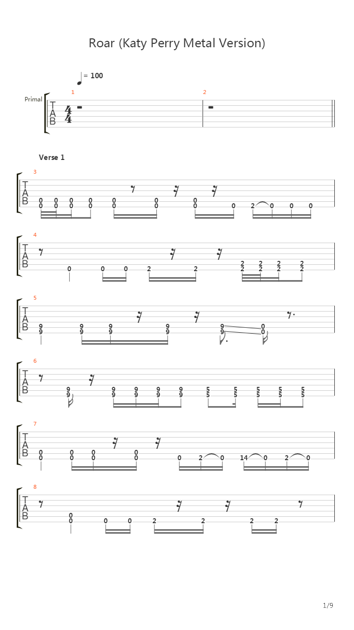 Roar (Metal Version)吉他谱