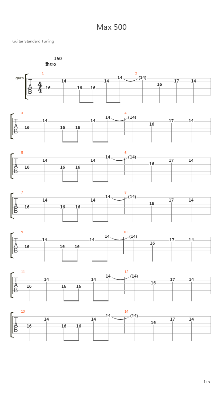 Max 500吉他谱