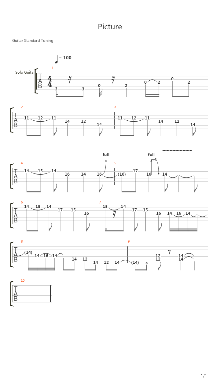 Picture (Solo)吉他谱