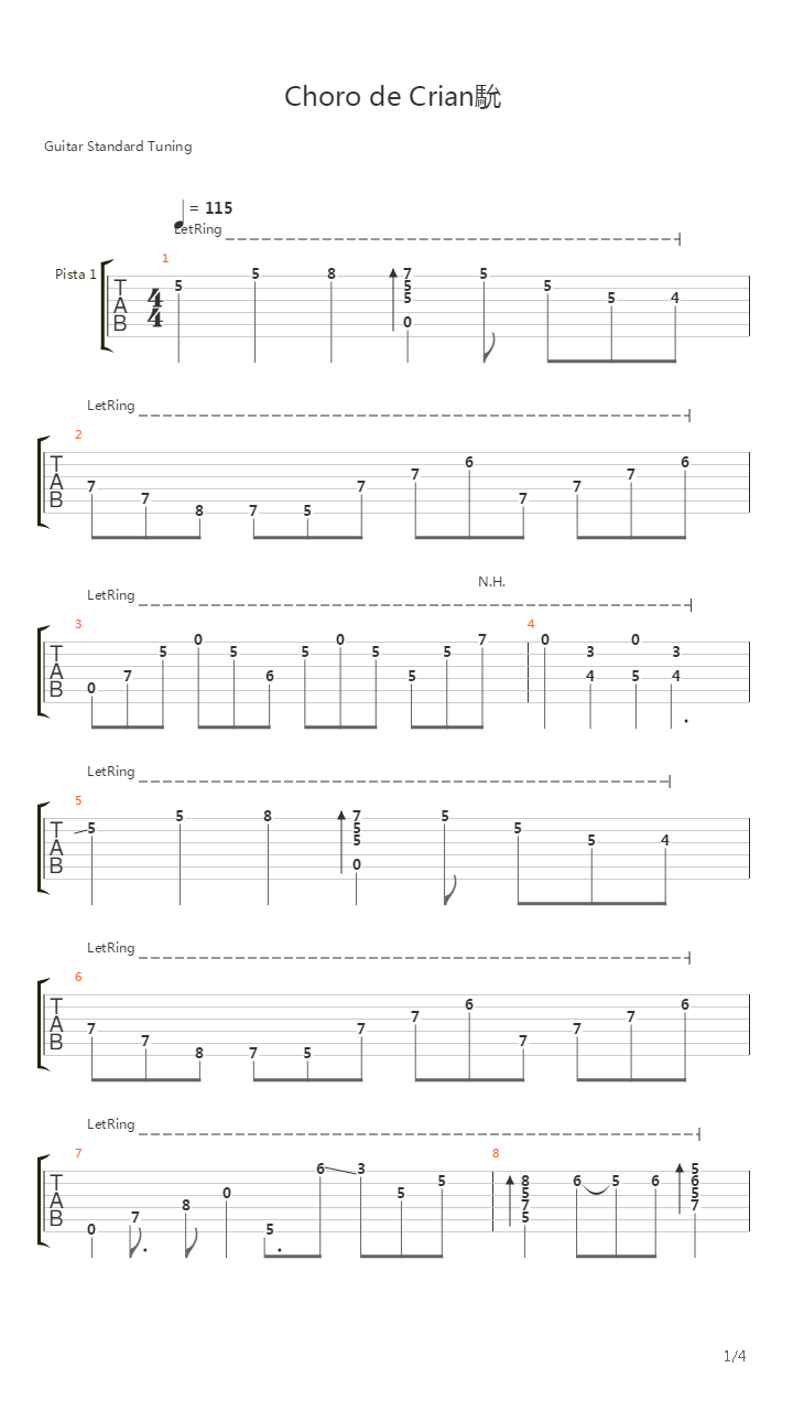 Choro de Crianсa吉他谱