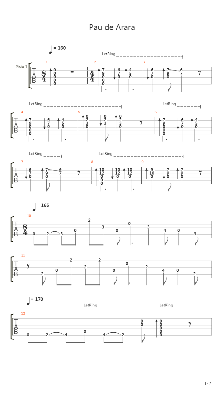 Pau de Arara (Acoustic Intro)吉他谱