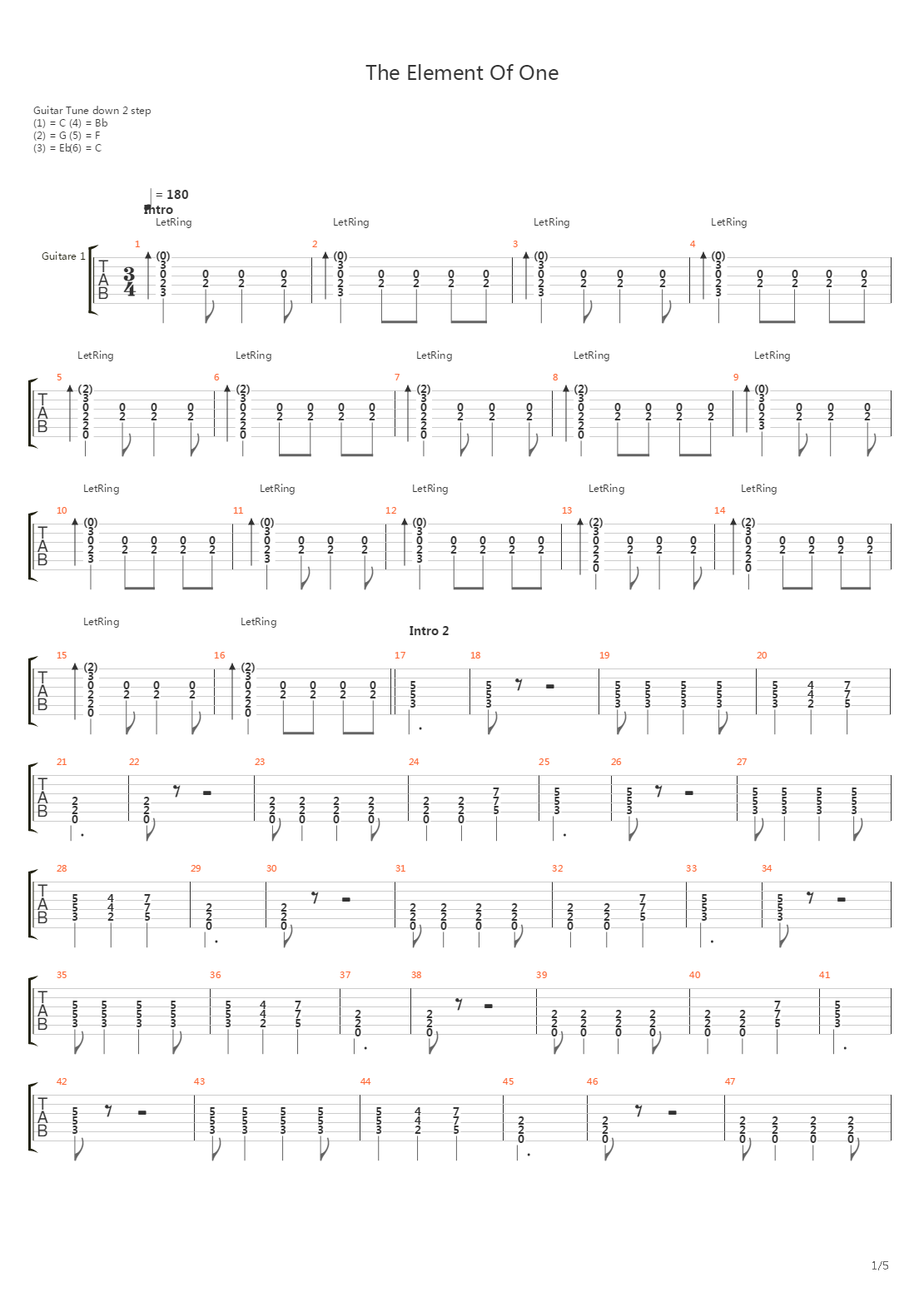 The Element Of One吉他谱