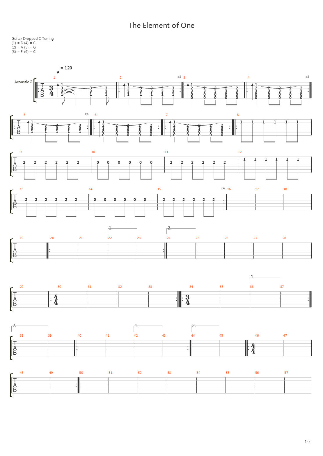 The Element of One吉他谱