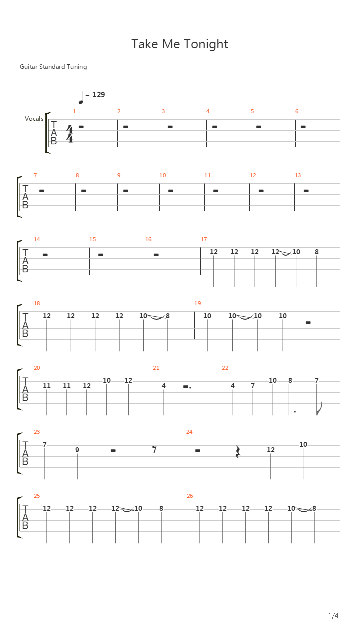 Take Me Tonight吉他谱