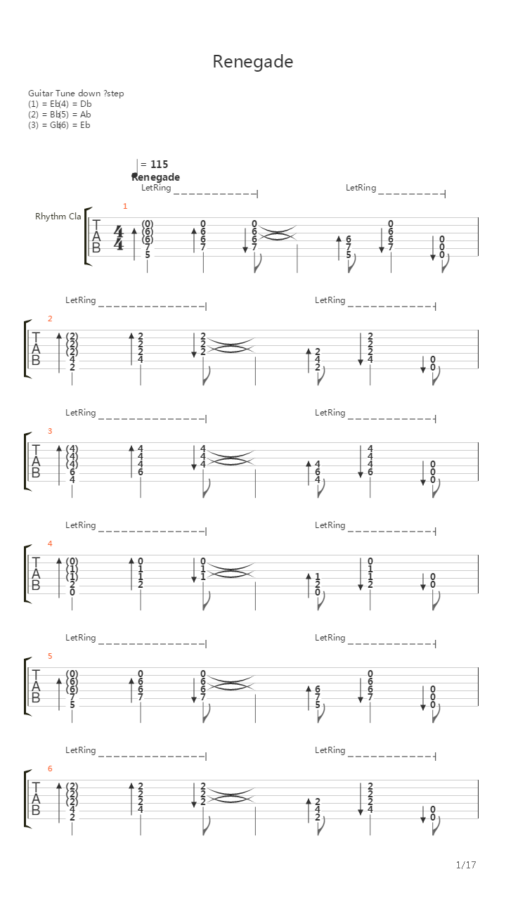 Renegade吉他谱