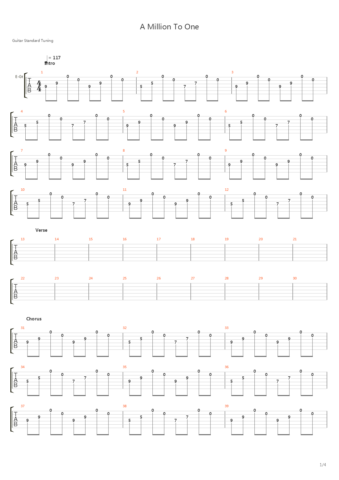 A Million To One吉他谱