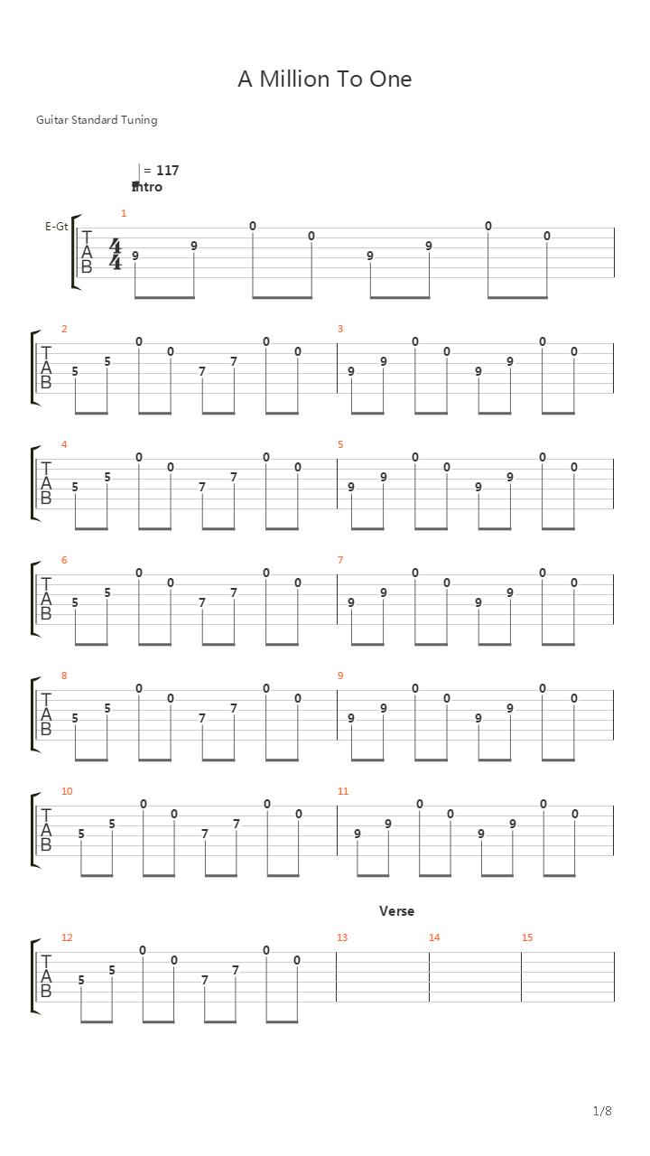 A Million To One吉他谱