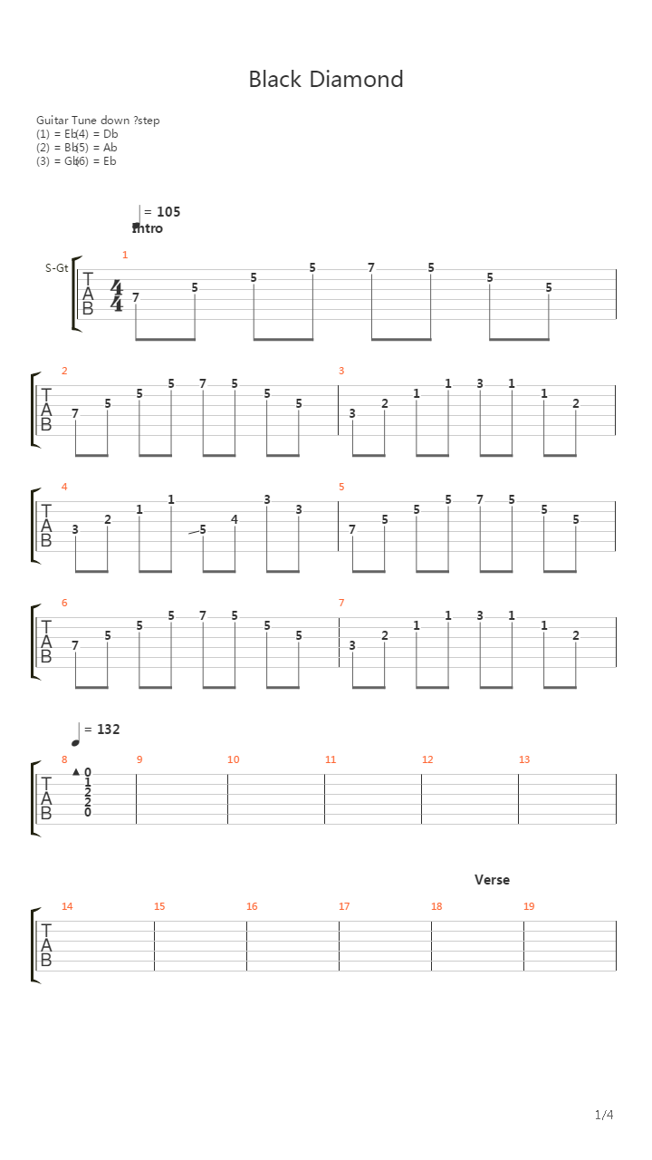 Black Diamond吉他谱
