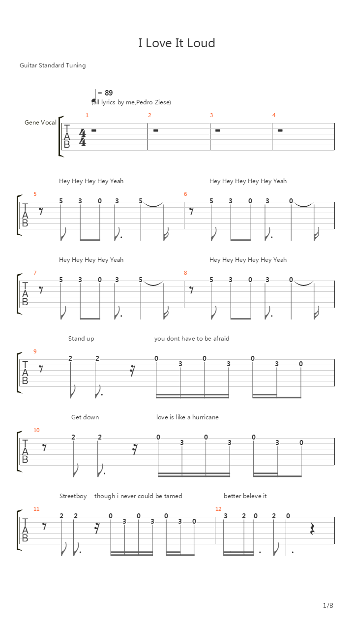 I love It Loud吉他谱
