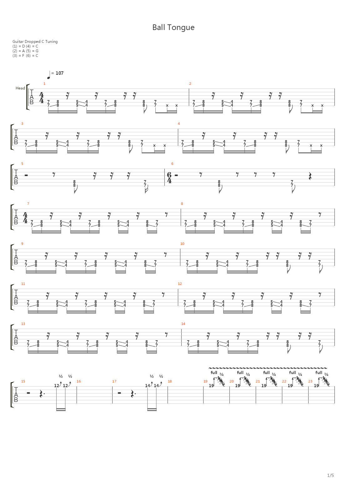 Ball Tongue (6 String)吉他谱