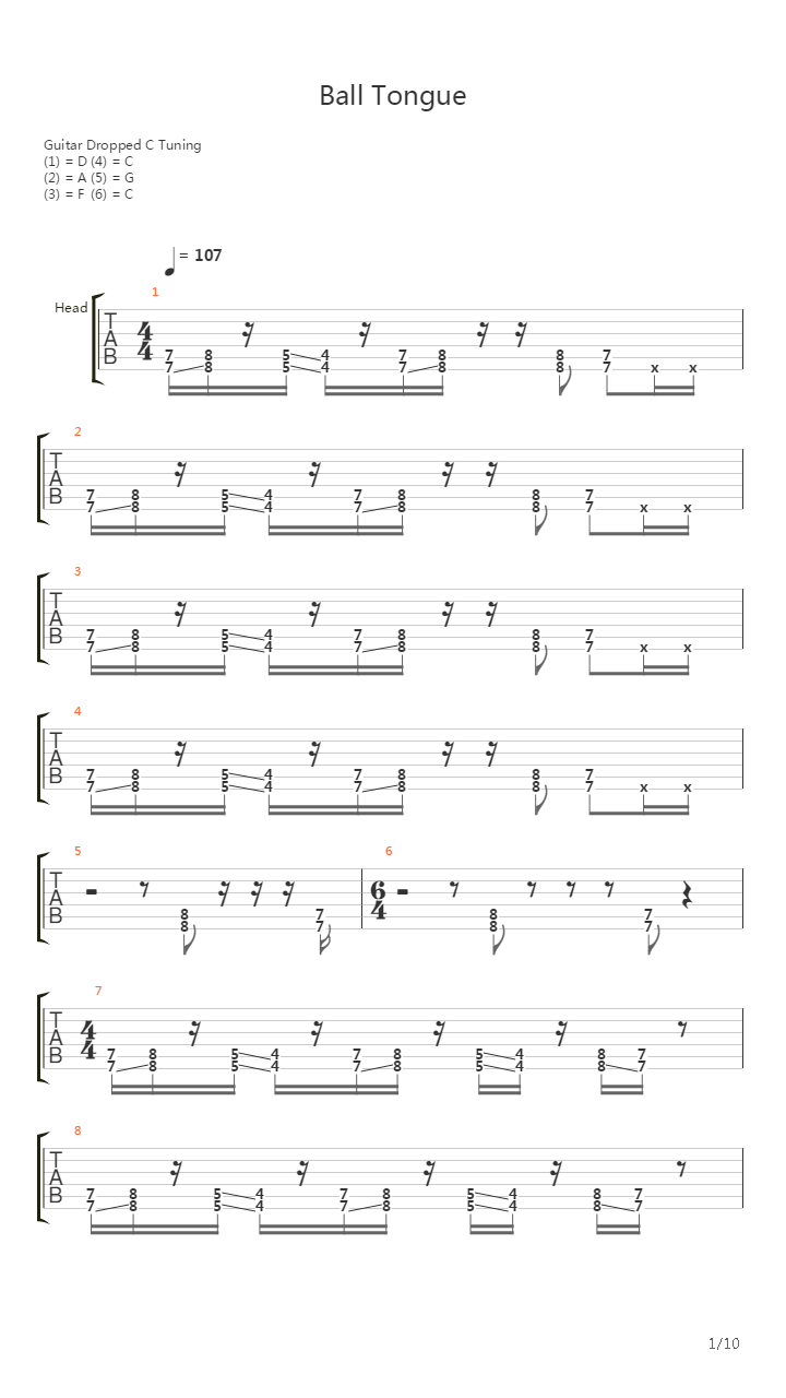 Ball Tongue (6 String)吉他谱