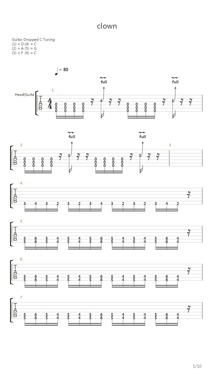 Clown(6 String)吉他谱