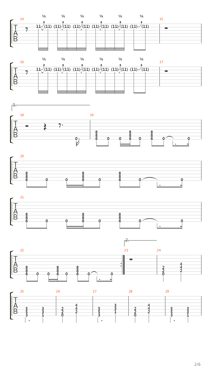 Falling Away From Me吉他谱