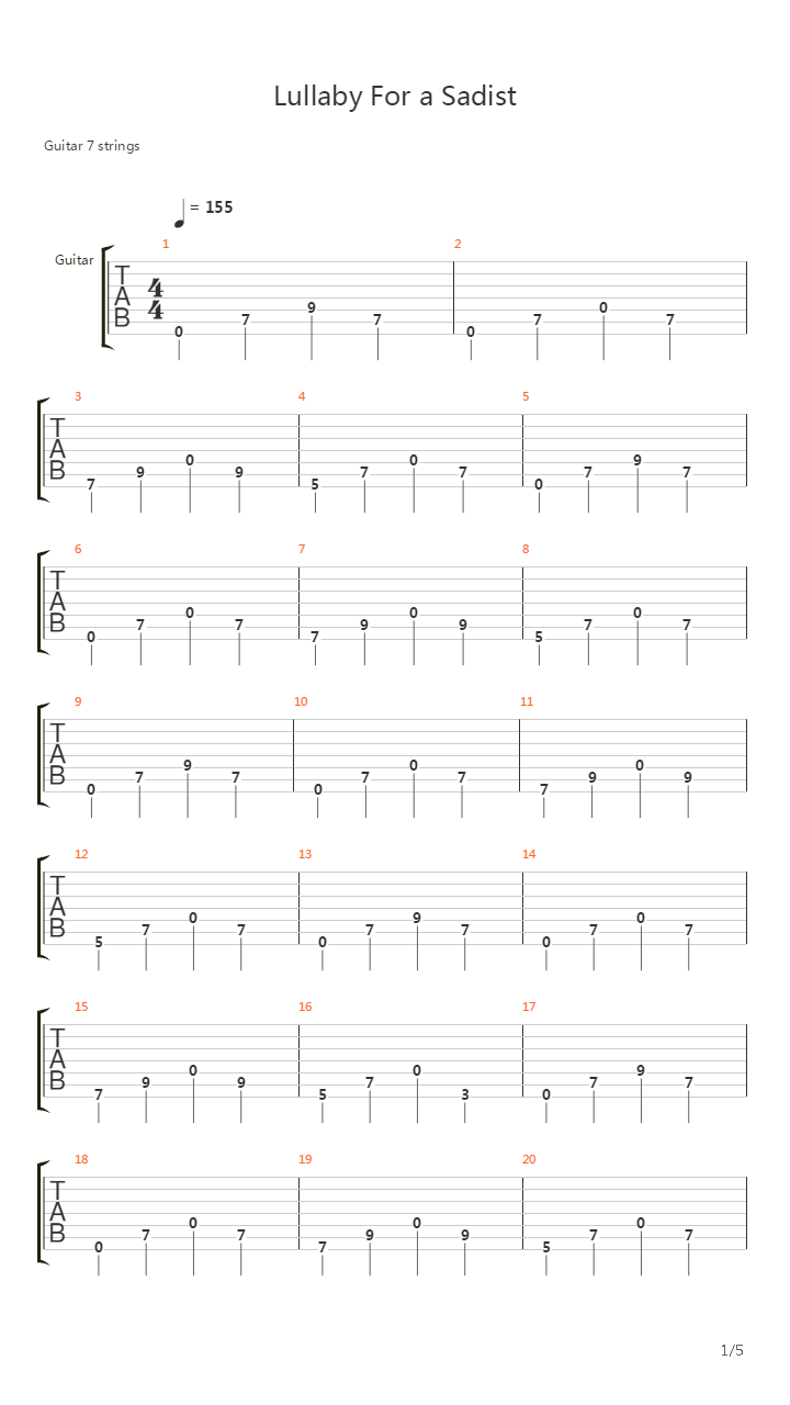Lullaby For a Sadist吉他谱